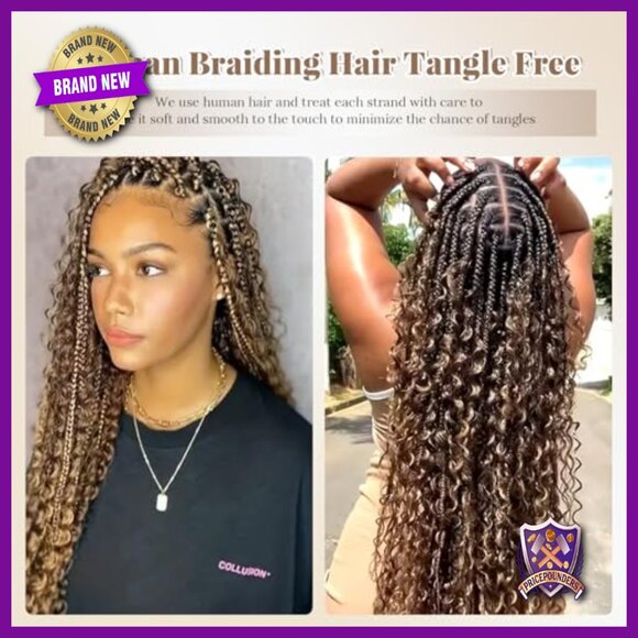 18 Inch Human Hair Extensions, Water Wave Curly Braiding Hair, 100g Pack